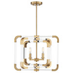 Savoy House - Rotterdam 4-Light Convertible Semi-Flush Mount, Warm Brass - Geometric and eye-catching, the Rotterdam convertible semi-flush mount and pendant from Savoy House features curving, intersecting open rectangles of clear acrylic highlighted with hardware detailing in a warm brass finish.