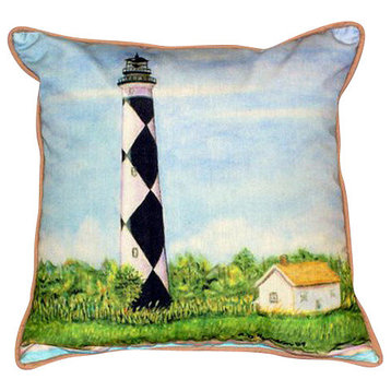 Betsy Drake Cape Lookout Lighthouse Pillow- Indoor/Outdoor