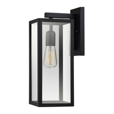 Bowery 1-Light Matte Black Indoor/Outdoor Wall Sconce With Clear Glass Shade
