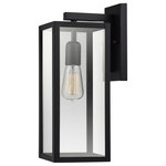 Globe Electric - Bowery 1-Light Matte Black Indoor/Outdoor Wall Sconce With Clear Glass Shade - Clean lines and clear glass panels bring the Bowery Outdoor Wall Sconce into the modern era. A vintage-inspired bulb would add the right embellishment to make this piece truly a work of art. The matte black finish complements all decor and showcases your bulb in just the right way. This piece has such clean lines you can use it indoors too! A Globe Electric designer vintage bulb will complete the look. To create a finished look, pair this piece up to have symmetry at your front door. Includes all mounting hardware for quick and easy installation and requires one E26/medium base 60-watt bulb (sold separately).