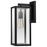 Bowery 1-Light Matte Black Indoor/Outdoor Wall Sconce With Clear Glass Shade
