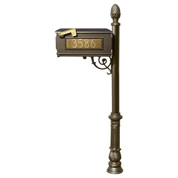 Mailbox Post System-Ornate Base, Pineapple Finial, Bronze