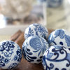 3" Porcelain Blue White Decorative Orbs Set of 6