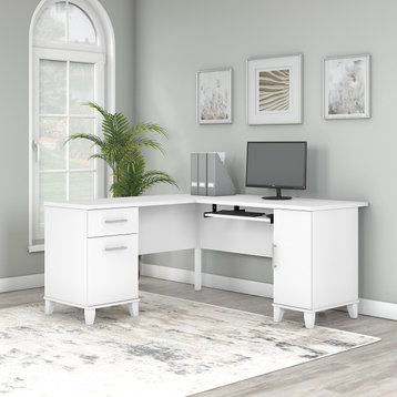 Somerset 60W L Shaped Desk with Storage, White