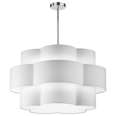 Dainolite Phlox 4 Light Incandescent Chandelier, Chrome/White, PLX-284C-PC-WH