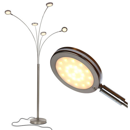 Brightech Orion 5 - Super Bright, Modern LED Arc Lamp, Satin Nickel