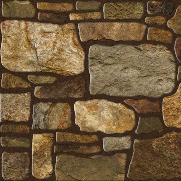 Faux Stone 3D Wall Panels, Gold Brown, Set of 10, Covers 54 sq ft