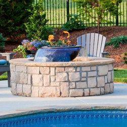 Evolution 360 Water Fountain And Fire Feature - Hammered Copper Fire Bowl - Fire Pits