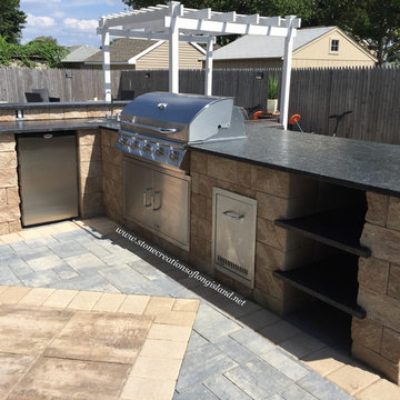 Outdoor Paver Patio with Kitchen and Firepit - West Babylon, NY 11704