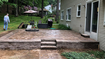 New patio with border and fire pit