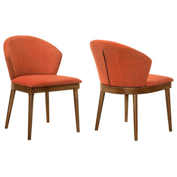 Juno Charcoal and Wood Dining Side Chairs, Set of 2, Orange