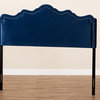 Nadeen Royal Blue Velvet Fabric Upholstered Queen Size Headboard