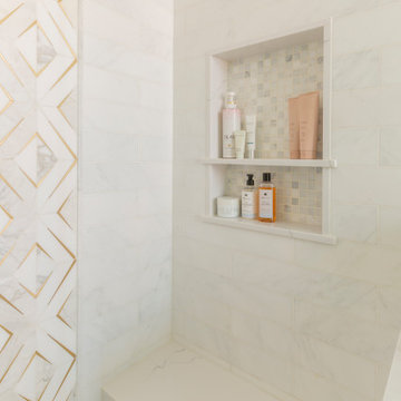 Shower Niche with Mosaic Marble Tile
