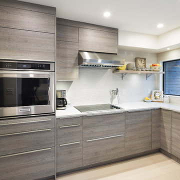 Grey Wood Look Modern Kitchen