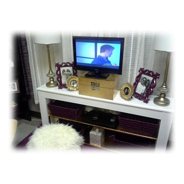 TV Console and cozy sitting area