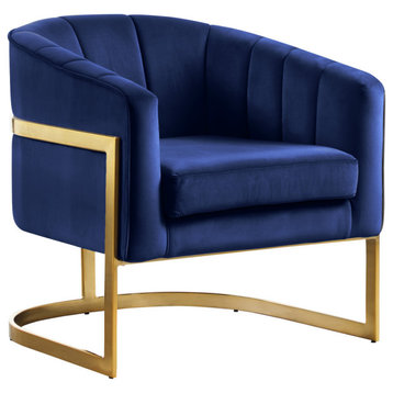 Carter Velvet Upholstered Accent Chair, Navy