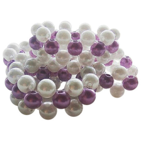 Purple and Pearl Beaded Napkin Rings, Set of 4