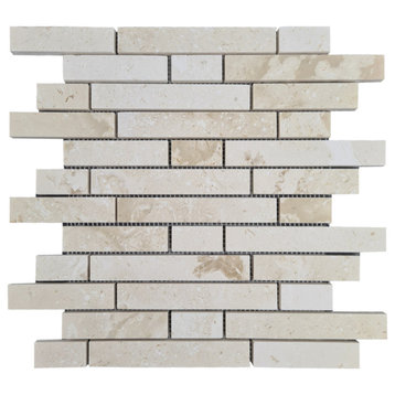 Shell Stone Limestone Strip Liner on 12" x 12" Mesh Mosaic Tile-10 boxes