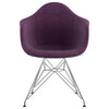 Mid Century Eiffel Arm Chair, Plum Purple