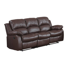 Leather Electric Recliner Sofas Houzz Divano Roma Furniture Recliner 3 Seater Sofa Brown Over Stuffed Bonded Leather Chair