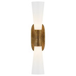 Visual Comfort - Utopia Bathroom Wall Sconce, 2-Light, Gild, White Glass, 23"H - This beautiful wall sconce will magnify your home with a perfect mix of fixture and function. This fixture adds a clean, refined look to your outdoor space. Elegant lines, sleek and high-quality contemporary finishes.Visual Comfort has been the premier resource for signature designer lighting. For over 30 years, Visual Comfort has produced lighting with some of the most influential names in design using natural materials of exceptional quality and distinctive, hand-applied, living finishes.