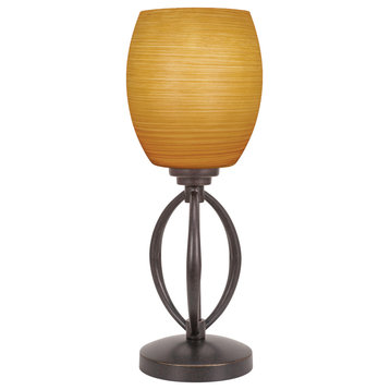 Marquise Accent Lamp In Dark Granite Finish With 5" Cayenne Linen Glass