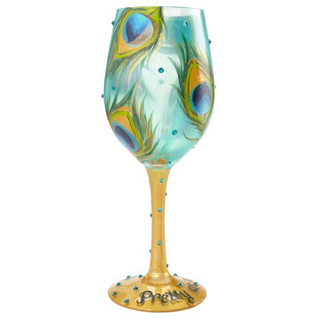 "Pretty As A Peacock" Wine Glass