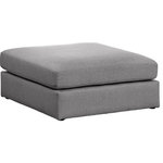 Meridian Furniture - Beckham Beige Durable Linen Textured Fabric Armless, Gray, Ottoman - Liven up your living space with this Beckham grey durable linen polyester fabric ottoman. Its beige color complements any contemporary home decor, while its durable linen and polyester fabric upholstery provides you with a soft and comfortable place to sit. This ottoman is modular, so you can create infinite configurations, which are easily attached using the attachment latch underneath. Its linen, wood, and foam construction guarantees stability for years to come.