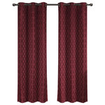 Royal Tradition - Willow Thermal Blackout Curtains, Set of 2, Burgundy, 84"x120" - The stylish geometric pattern of these floor-length curtains conveys a refined and classic look to your home. Containing a pole pocket design, these jacquard curtains are well-suited with traditional curtain rods, allowing you to change your room easily. This trendy and functional curtain panel pair is thermal-insulated, blocks out the glaring sunlight during the hot summer months, and keeps cold drafts adrift. Block unwanted light and protect your room against outside temperatures with these thermal blackout curtains. These energy saving curtains are both beautiful and practical. The curtains are machine washable for easy care.