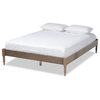 Cielle French Bohemian Weathered Gray Oak Wood Full Size Platform Bed Frame