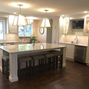 Davenport, IA- White Painted Kitchen With Gold Accents and Large Island