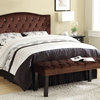 Ion Brown Suede Fabric Modern Style Queen Headboard with Tufted Fabric Headboard