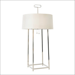 Worlds Away Mondo Lamp Nickel W/ Cream Shade - Table Lamps