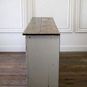 Antique Primitive European Farmhouse Style Buffet Server with Wood Top