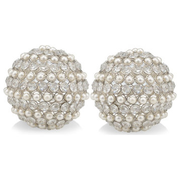Modern Day Accents Facetas Perla Set of 2 Cristal And Pearl Spheres 3879