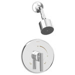 Symmons - Dia Shower Trim Kit With Brass Escutcheon, Single Handle, Polished Chrome - Balancing sleek forms and simple lines, the Dia 1-Handle Wall-Mounted Shower Trim boasts a modern sophistication that is a natural completer element to contemporary bathroom designs. All of Symmons' products are designed with the customer in mind; the proof is in the details. Plated in a scratch-resistant polished chrome finish over solid metal, this shower trim has the durability to add contemporary styling to your bathroom for a lifetime. With an ADA compliant single lever handle design, the solid brass valve cover plate features hot and cold indicators to ensure custom temperature setting with ease of use for everyone. At an eco-friendly low flow rate of 1.5 gallons per minute, the single mode showerhead is WaterSense certified so that you can conserve water without sacrificing performance, which will, in turn, save you money on your water bill. This model includes everything you need for quick installation. You’ll easily be able to update your bathroom without having to replace your valve. With features that are crafted to last and a style that is designed to please, Symmons' Dia 1-Handle Wall-Mounted Shower Trim is a seamless addition to your bathroom for a lifetime backed by our technical support team and limited lifetime warranty.