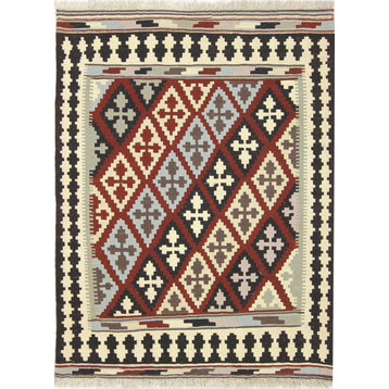 Persian Kilim Fars 4'9"x3'7" Hand Woven Oriental Rug
