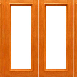 Prehung Red Oak-1-lite-R/M French Red Oak Wood IG Glass Double Door Sidelights - Patio Doors