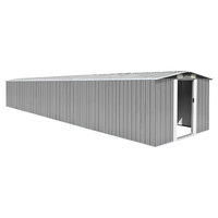 vidaXL Garden Shed Gray Galvanized Steel Tool Storage House Building Garage