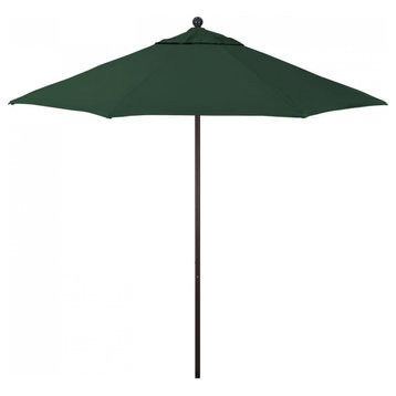 9' Patio Umbrella Bronze Pole Fiberglass Ribs Push Lift Pacific Premium, Forest Green