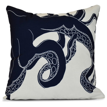 Gus, Animal Print Pillow, Navy Blue, 18"x18"