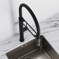 Livello Pull Out Kitchen Tap in Matte Black & Vello Undermount Kitchen Sink Blac - Kitchen Taps