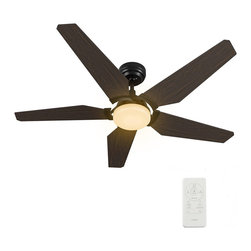 CARRO - CARRO Smart Voice Control Ceiling Fan with Dimmable LED Light and Remote, Walnut, 52" Downrod - Ceiling Fans