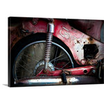 Great BIG Canvas - Thai Motorbike Wrapped Canvas Art Print, 24"x16"x1.5" - Gallery-Wrapped Canvas entitled 'Thai Motorbike'.  Multiple sizes available.  Primary colors within this image include: Dark Red, Pink, Black, Pale Blue.  Made in the USA.  All products come with a 365 day workmanship guarantee.  Inks used are latex-based and designed to last.  Canvas frames are built with farmed or reclaimed domestic (pine or poplar) wood.  Canvas is acid-free and 20 millimeters thick.