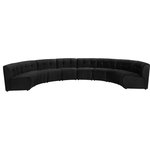 Meridian Furniture - Limitless Velvet Upholstered 8-Piece Modular Sectional, Black - Invest in your home's comfort with this Limitless 8 Piece Sectional. This modular unit offers tons of flexibility in the number of ways that you can put each piece in the Limitless collection together to get the ideal customized look. Upholstered in black velvet, this beautiful piece is soft and cool to the touch, so you can feel comfortable from every angle. Button and channel tufting add to this unit's upscale look and contemporary charm.
