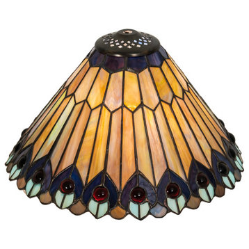 12 Wide Tiffany Jeweled Peacock Shade