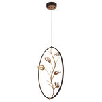 Eurofase - Eurofase Peralta LED Pendant, Bronze/Gold - LED bronze rings suspended antique gold branching with crystal accents
