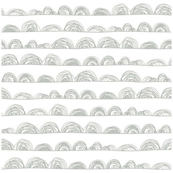White & Gray Doodle Scallop Peel & Stick Wallpaper