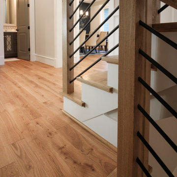 Project #83 | U-Shaped Staircase with Horizontal Black Rod Railing