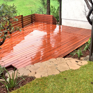 Wood Deck, Wood Fence & Verdura block steps